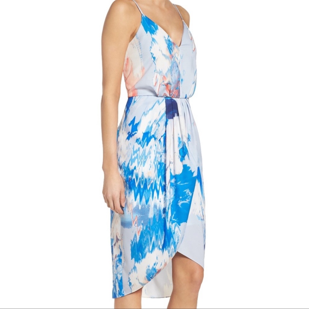 Chelsea28 Blue and White Patterned Dress